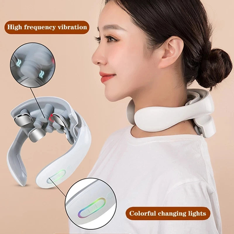Smart Rechargeable Neck Massager with Red Light Therapy