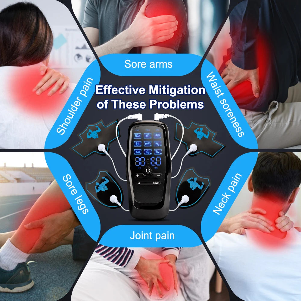 EMS Electric Muscle Stimulator — TENS Unit Physiotherapy Pulse Massager for Full Body Pain Relief