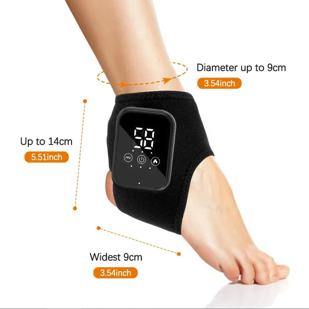 Electric Ankle Massager — Infrared Heat, Vibration Therapy & Heated Support Brace