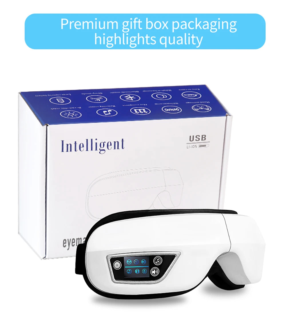 6D Smart Eye Massager Glasses with Vibration & Bluetooth