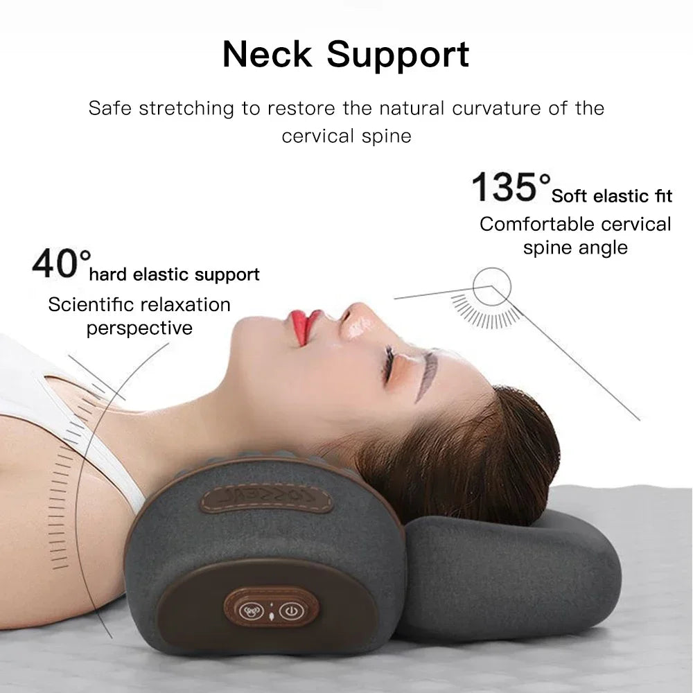 Electric Neck Massager Pillow — Cervical Heating Vibration Support for Pain Relief & Better Sleep