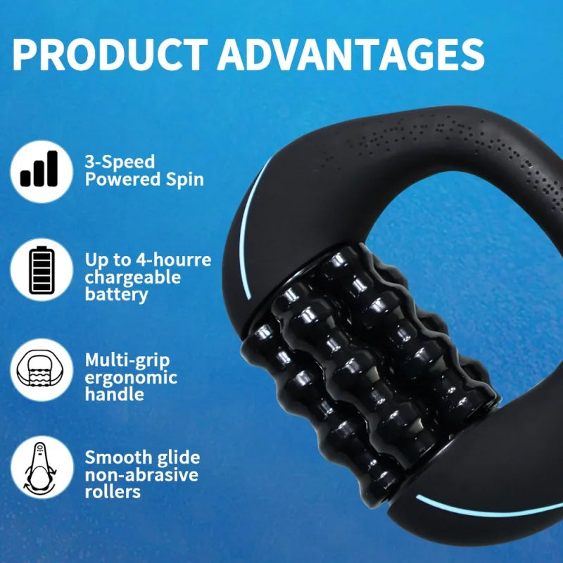 Electric Rolling Percussive Massager — Handheld Deep Tissue Roller for Muscle Recovery & Body Relief