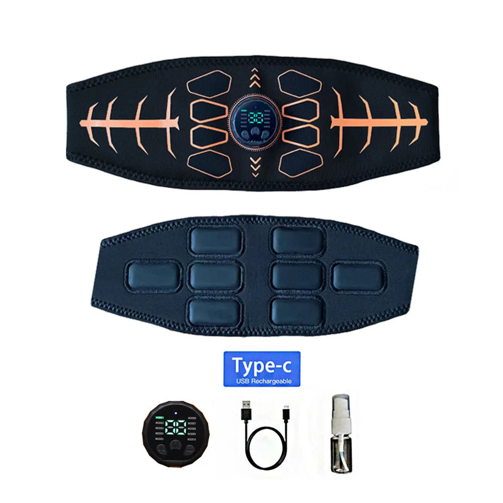 Smart Muscle Toner Abdominal Belt — EMS Abs Trainer USB Rechargeable for Men & Women
