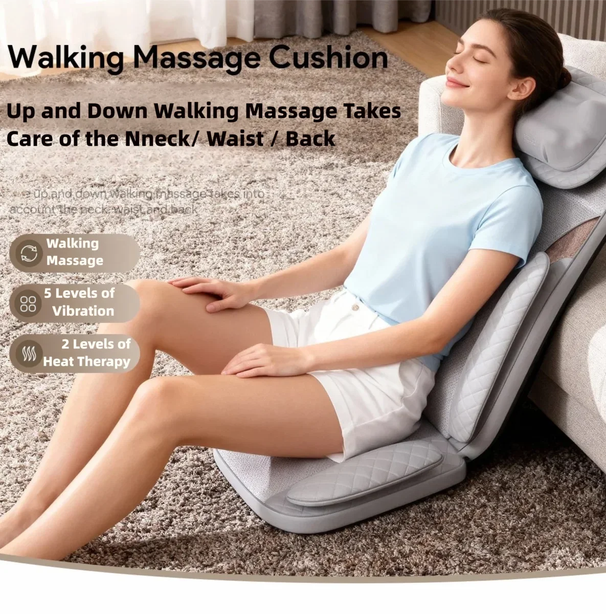 Back Massager Cushion with Kneading & Heat for Lower Back