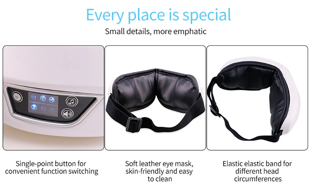 6D Smart Eye Massager Glasses with Vibration & Bluetooth