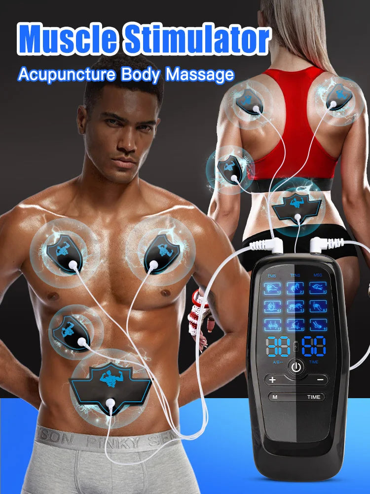 EMS Electric Muscle Stimulator — TENS Unit Physiotherapy Pulse Massager for Full Body Pain Relief