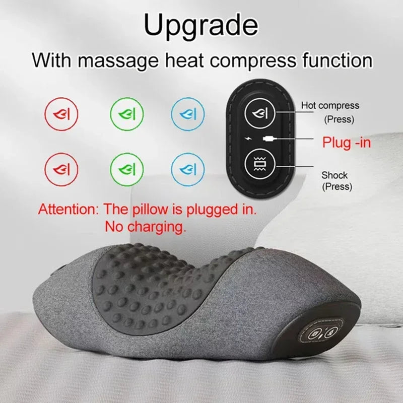 Electric Neck Massager Pillow — Cervical Heating Vibration Support for Pain Relief & Better Sleep