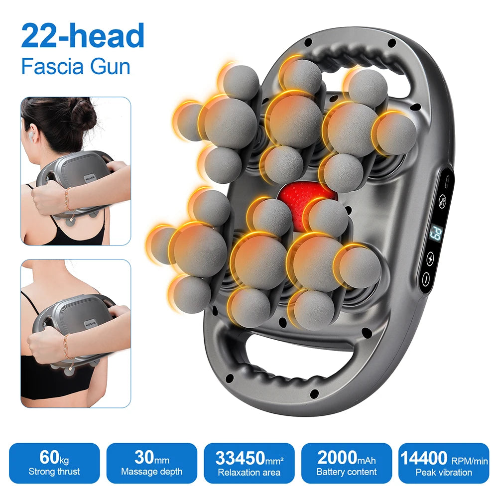 42-Head Fascia Gun — High-Frequency Vibration Massage Gun for Back, Waist, Neck & Shoulders