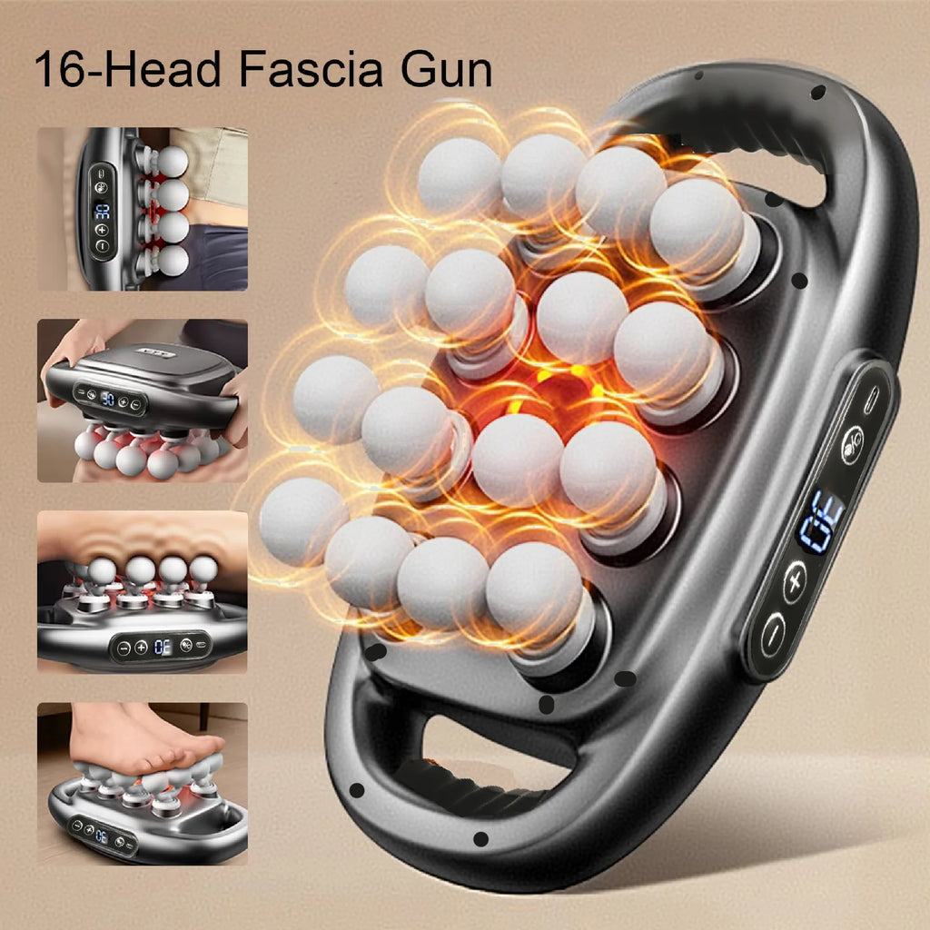 Massager Gun Set — 16 Heads Deep Tissue Electric Massager for Back, Shoulders, Legs & Feet (Pro)