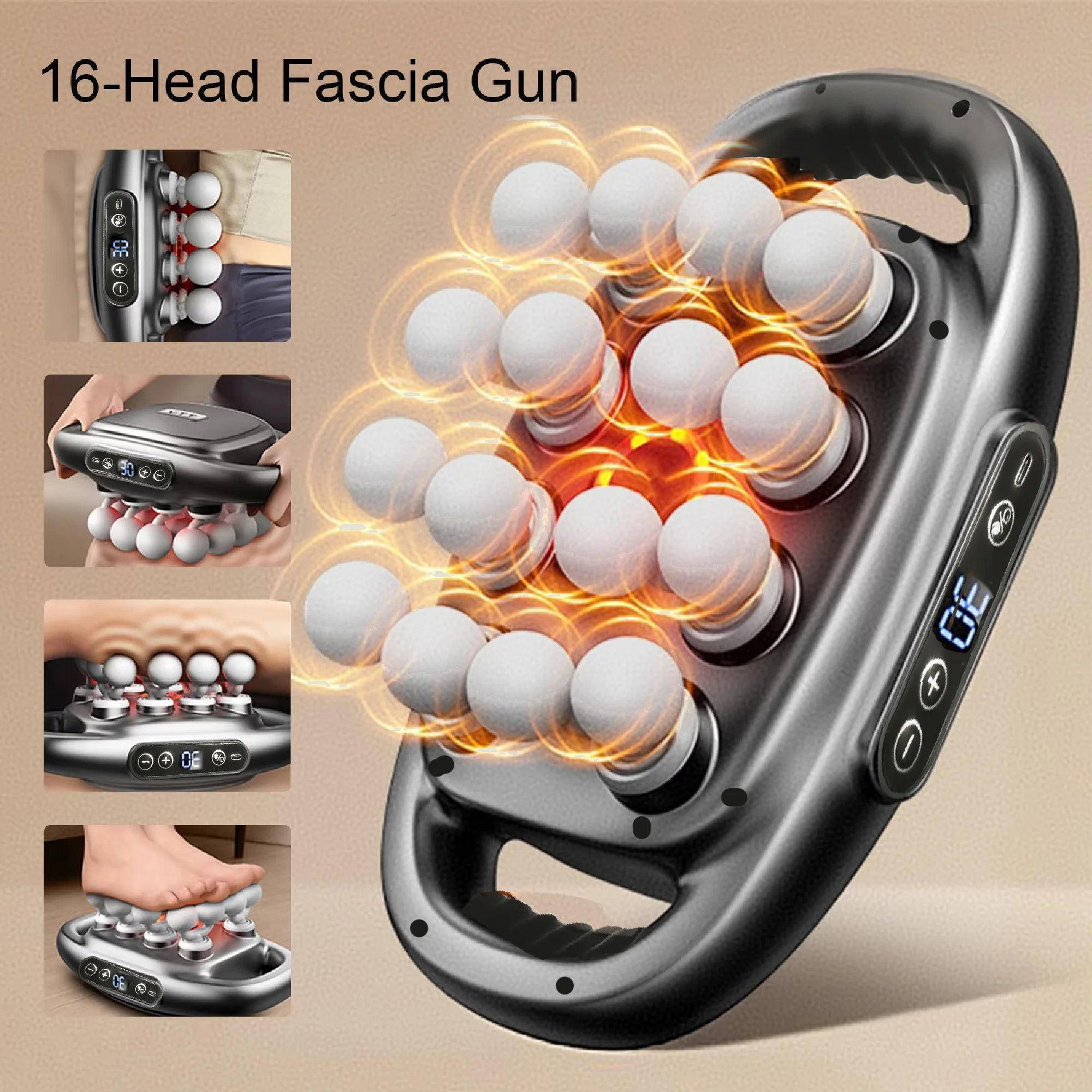 Massager Gun Set — 16 Heads Deep Tissue Electric Massager for Back, Shoulders, Legs & Feet (Pro)