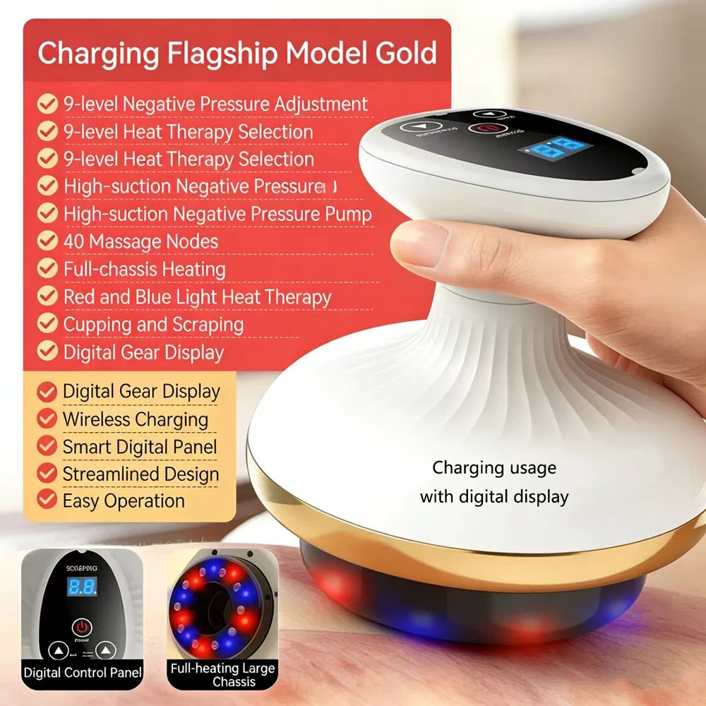 Electric Cupping & Scraping Massager – Heated Suction Anti-Cellulite Body Massager