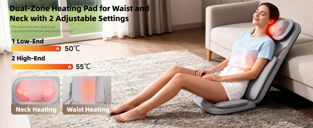 Back Massager Cushion with Kneading & Heat for Lower Back