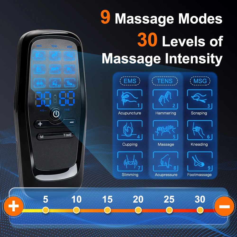 EMS Electric Muscle Stimulator — TENS Unit Physiotherapy Pulse Massager for Full Body Pain Relief