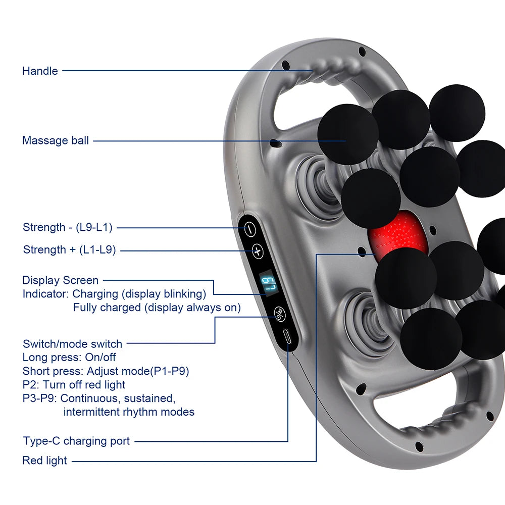42-Head Fascia Gun — High-Frequency Vibration Massage Gun for Back, Waist, Neck & Shoulders