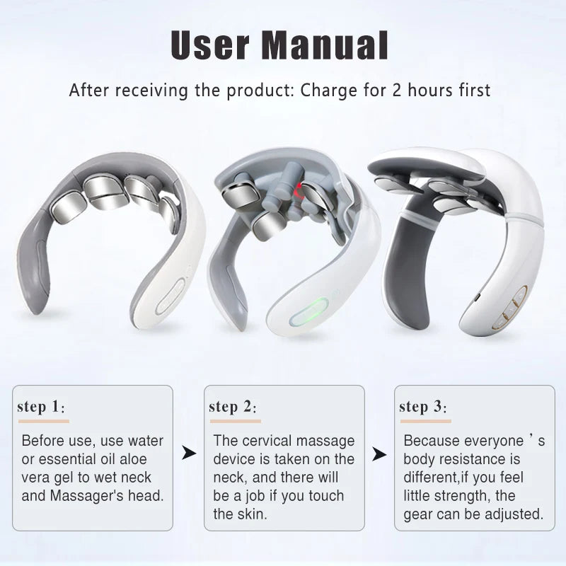 Smart Rechargeable Neck Massager with Red Light Therapy