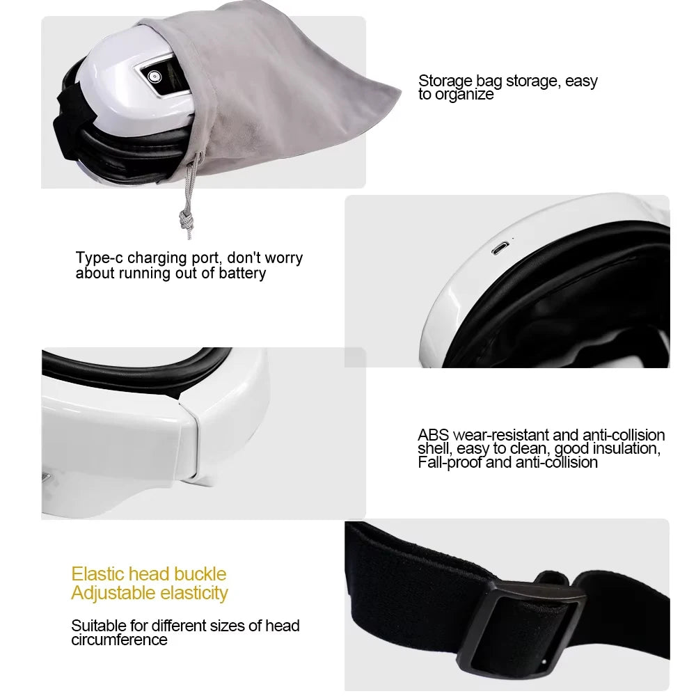 6D Smart Eye Massager Glasses with Vibration & Bluetooth