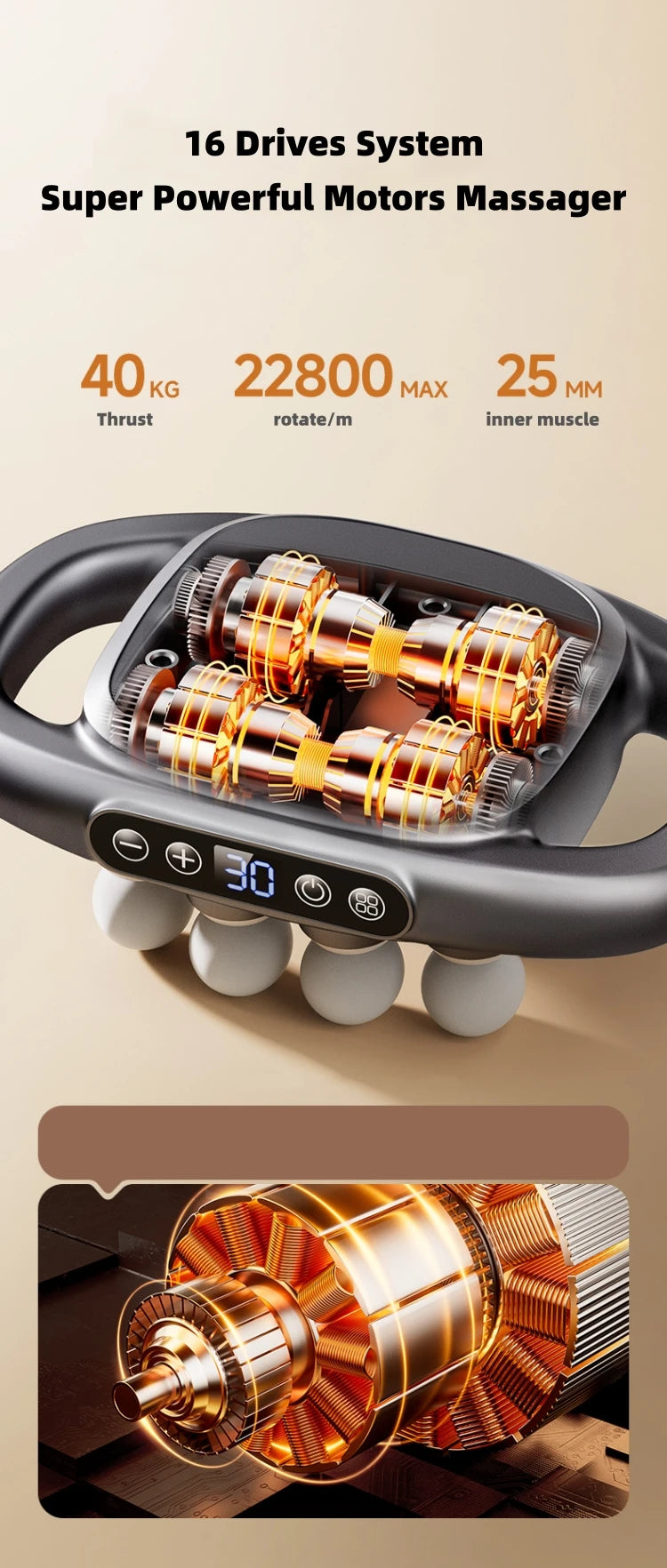 Deep Tissue Percussion Massage Gun Set — 30 Intensities for Back, Shoulders & Legs