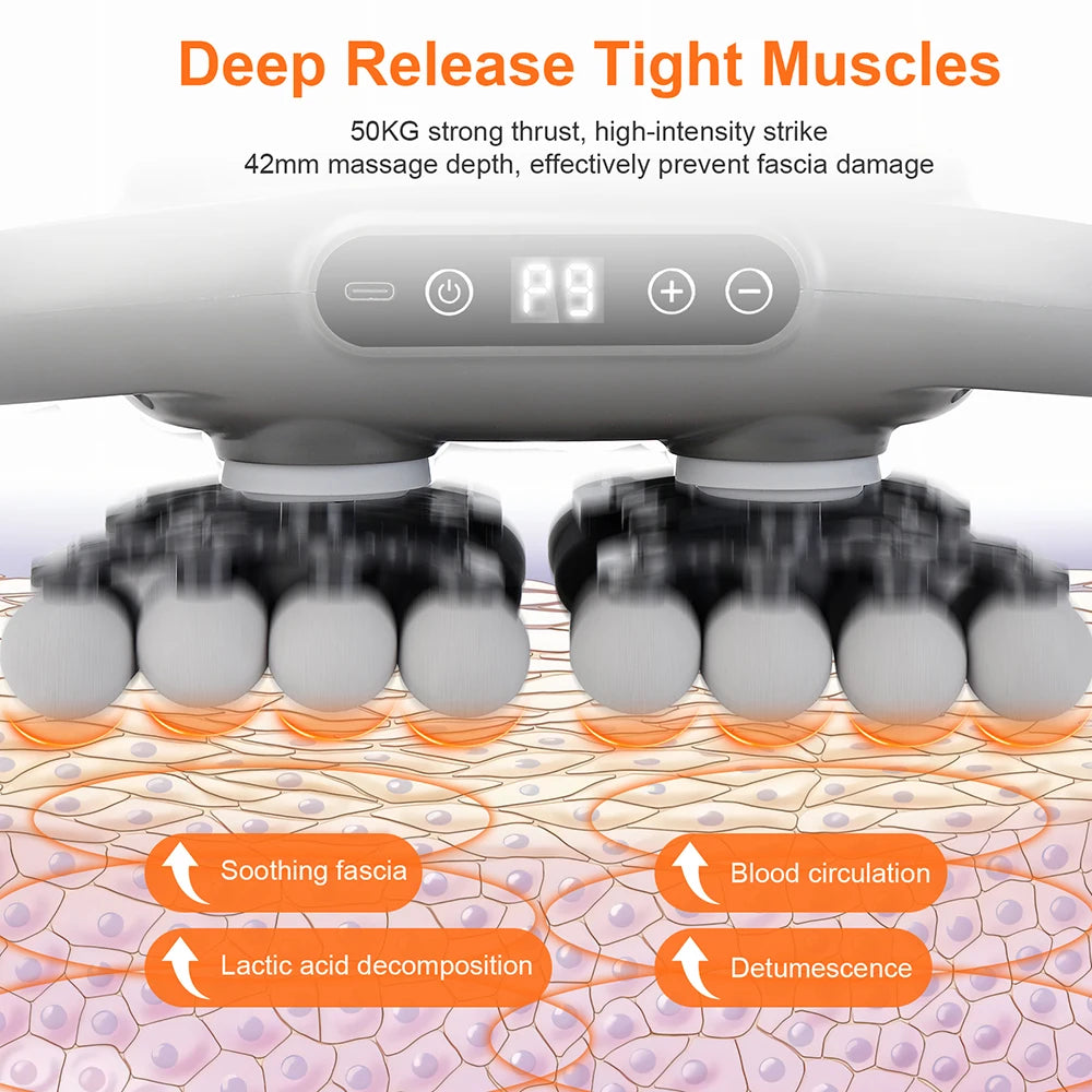 42-Head Fascia Gun — High-Frequency Vibration Massage Gun for Back, Waist, Neck & Shoulders