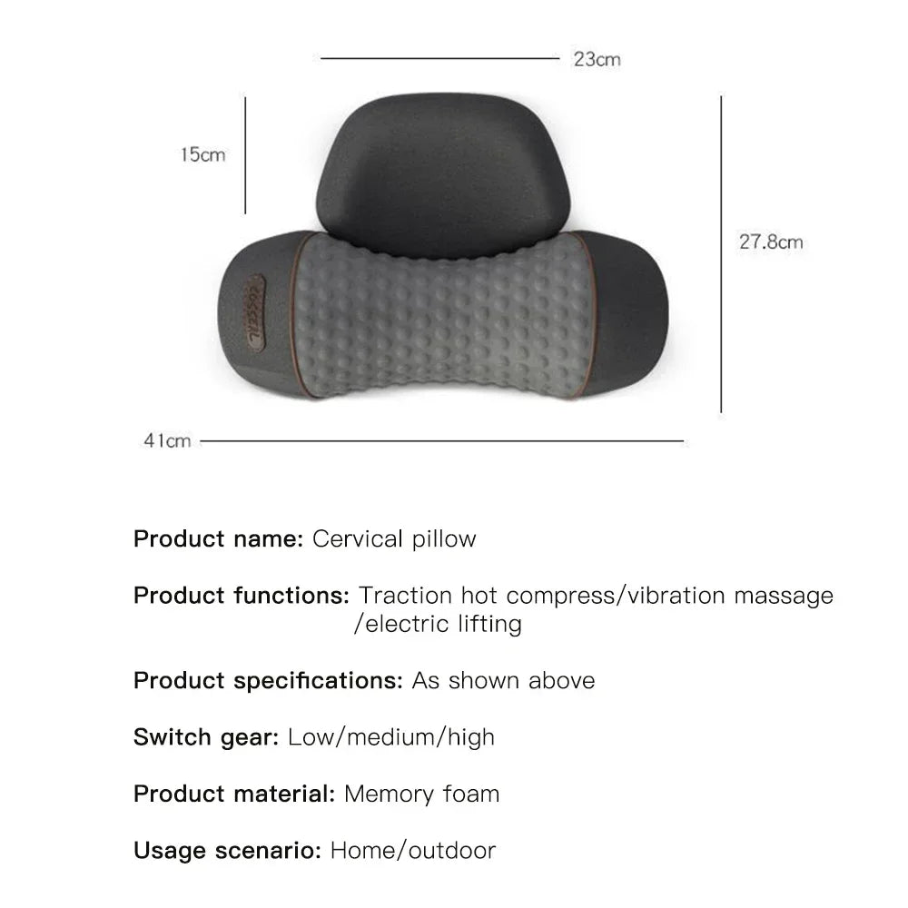 Electric Neck Massager Pillow — Cervical Heating Vibration Support for Pain Relief & Better Sleep