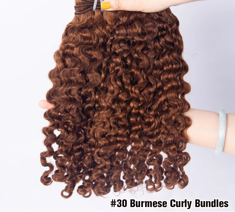 Chocolate Brown Burmese Curly Hair Bundles – #4 Deep Curly Human Hair Weave, 10–28 Inches