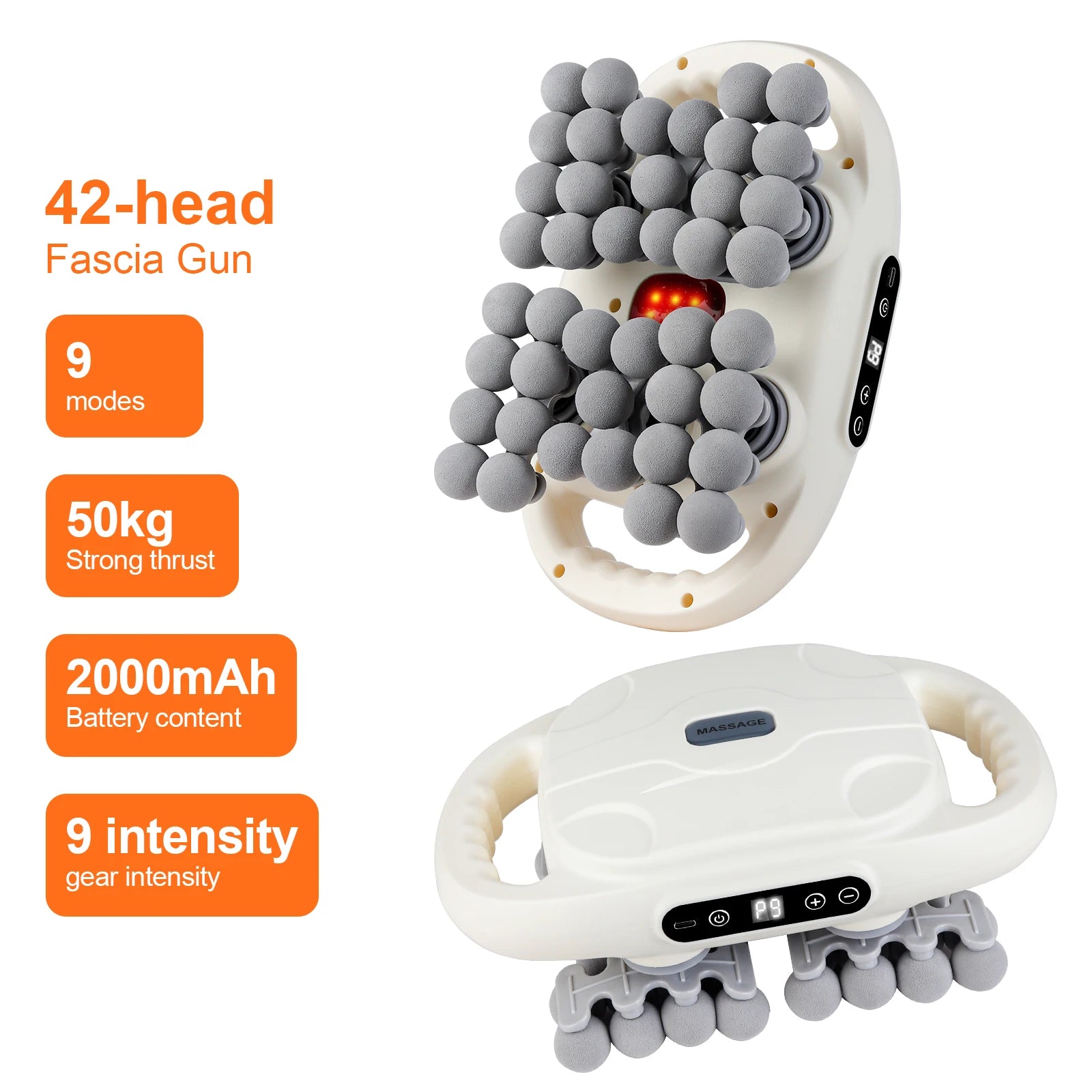 42-Head Fascia Gun — High-Frequency Vibration Massage Gun for Back, Waist, Neck & Shoulders