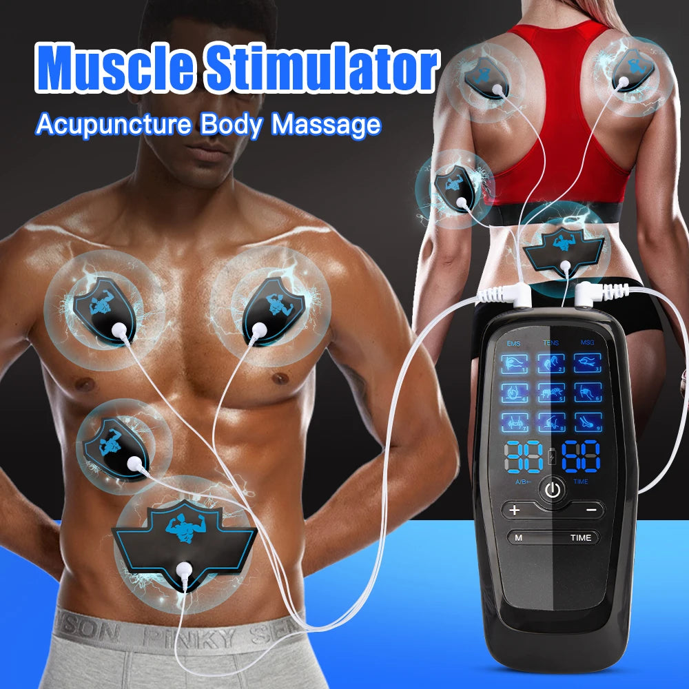 EMS Electric Muscle Stimulator — TENS Unit Physiotherapy Pulse Massager for Full Body Pain Relief