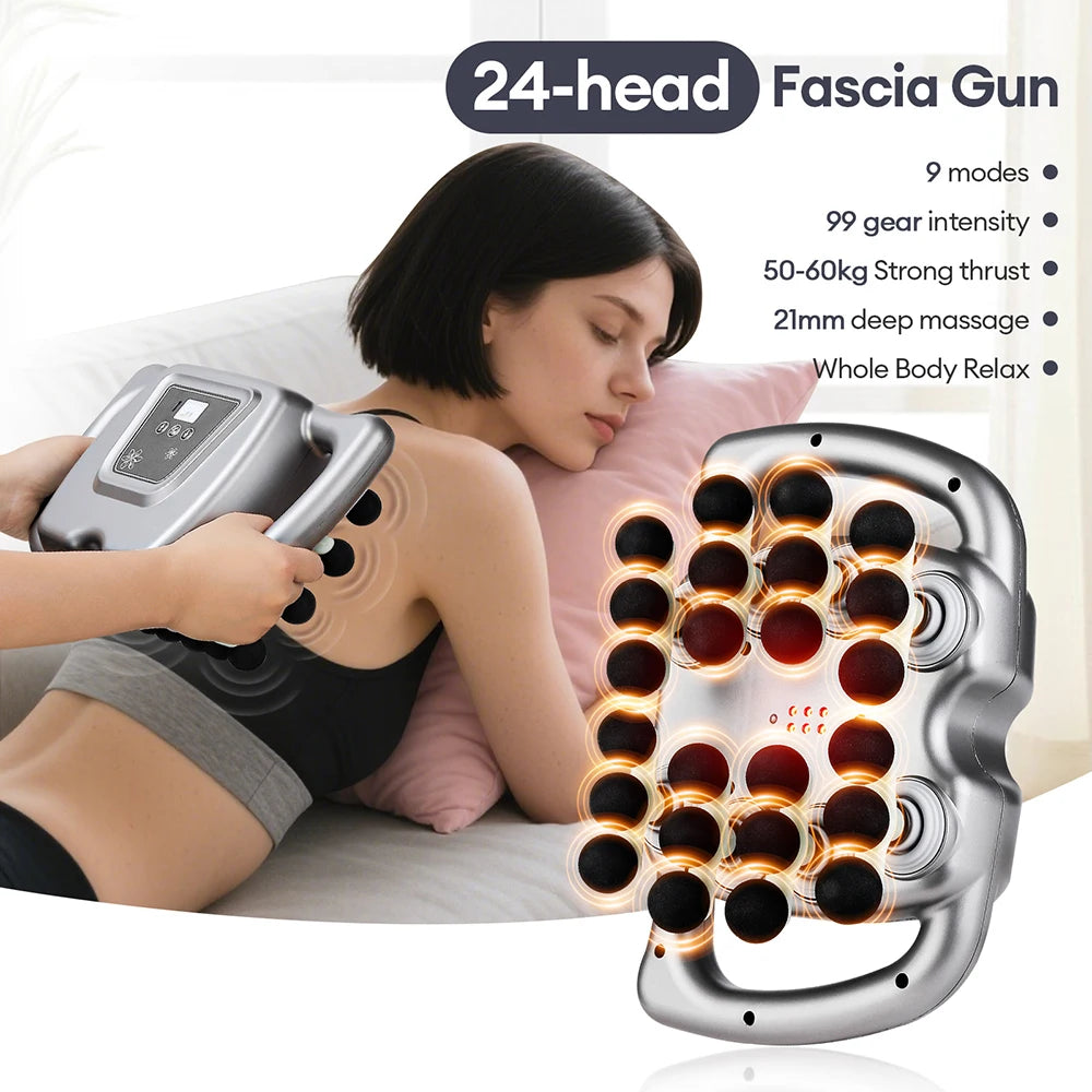 42-Head Fascia Gun — High-Frequency Vibration Massage Gun for Back, Waist, Neck & Shoulders