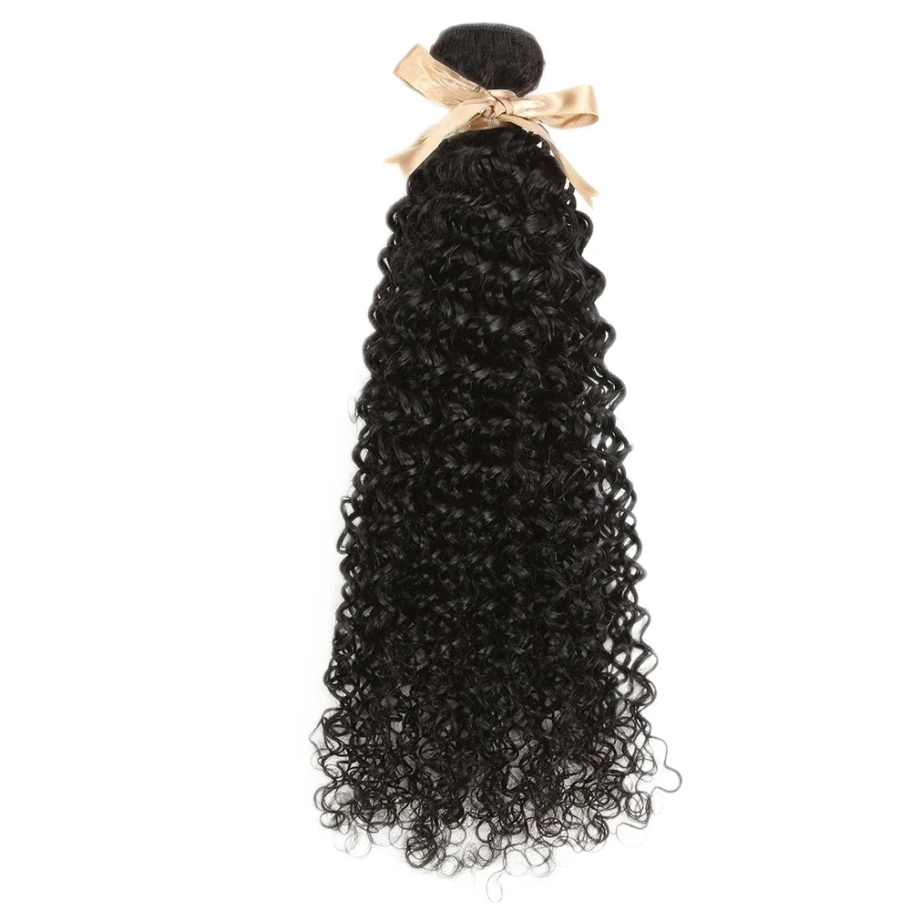 Kinky Curly Human Hair Bundles – 8A Remy Brazilian Weave in Natural Black (10–26 Inches)