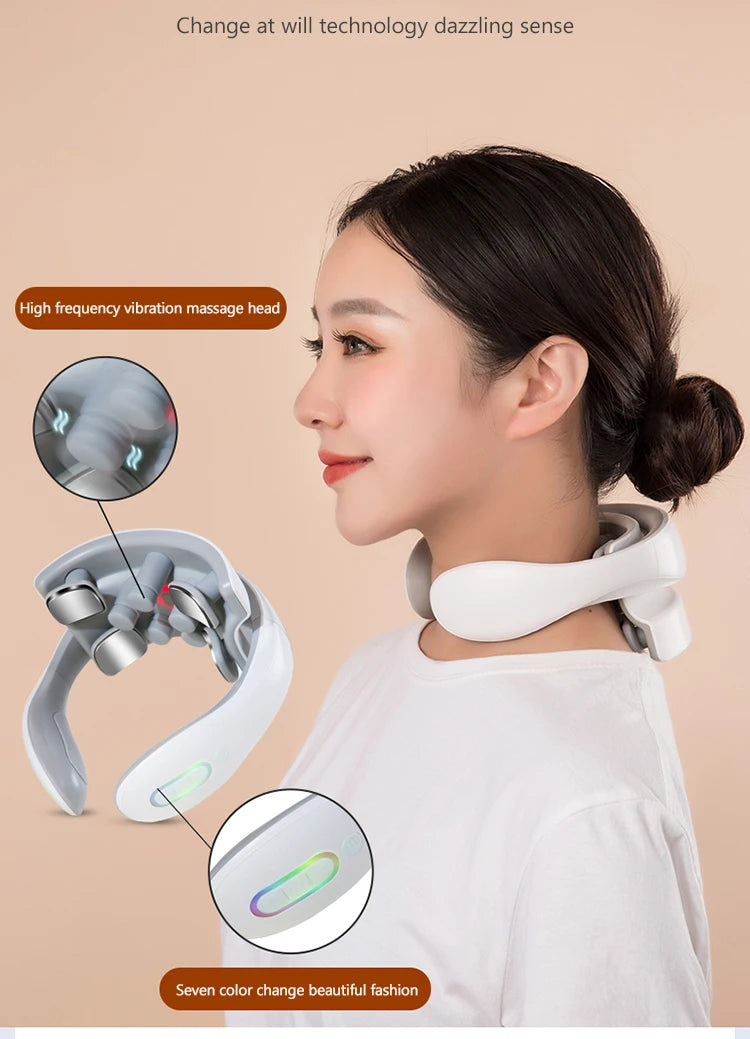 Smart Rechargeable Neck Massager with Red Light Therapy