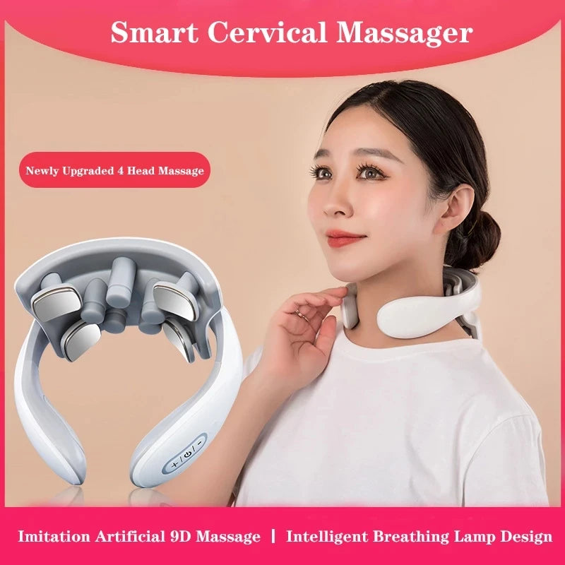 Smart Rechargeable Neck Massager with Red Light Therapy