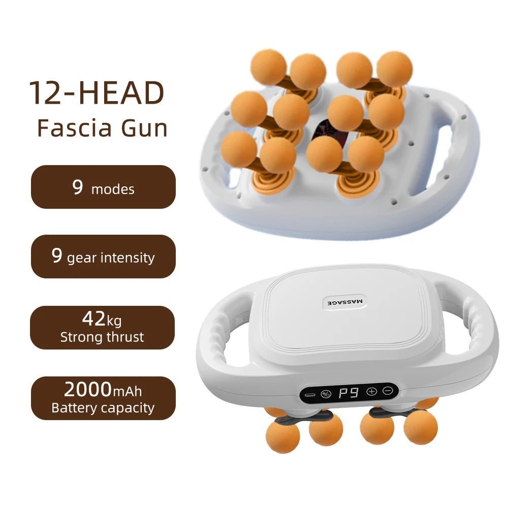 42-Head Fascia Gun — High-Frequency Vibration Massage Gun for Back, Waist, Neck & Shoulders
