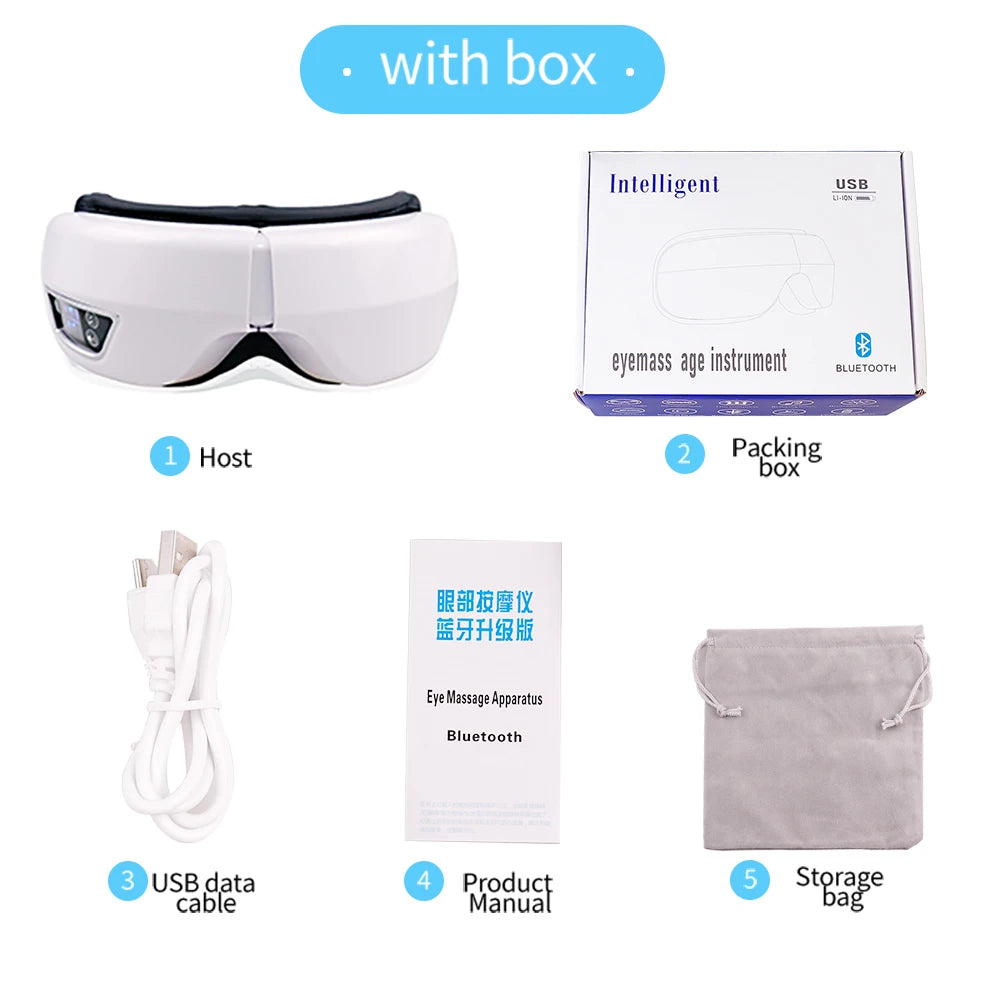 6D Smart Eye Massager Glasses with Vibration & Bluetooth