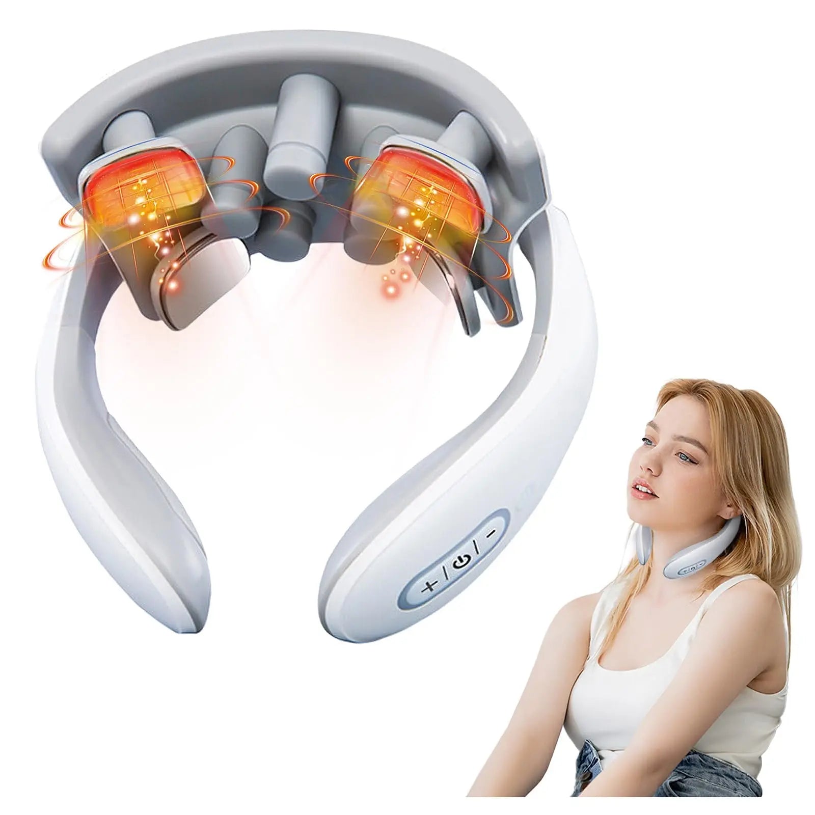 Smart Rechargeable Neck Massager with Red Light Therapy