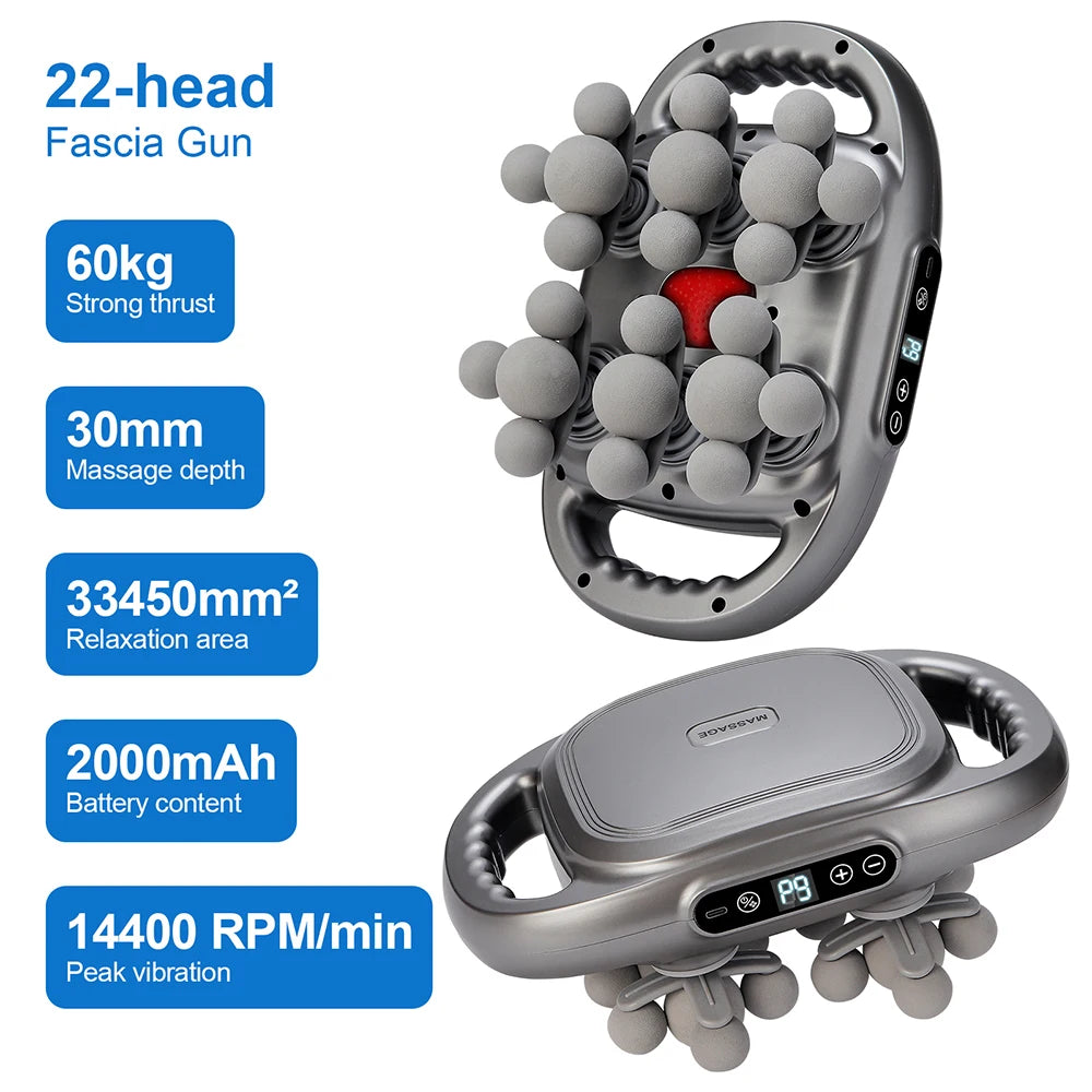 42-Head Fascia Gun — High-Frequency Vibration Massage Gun for Back, Waist, Neck & Shoulders