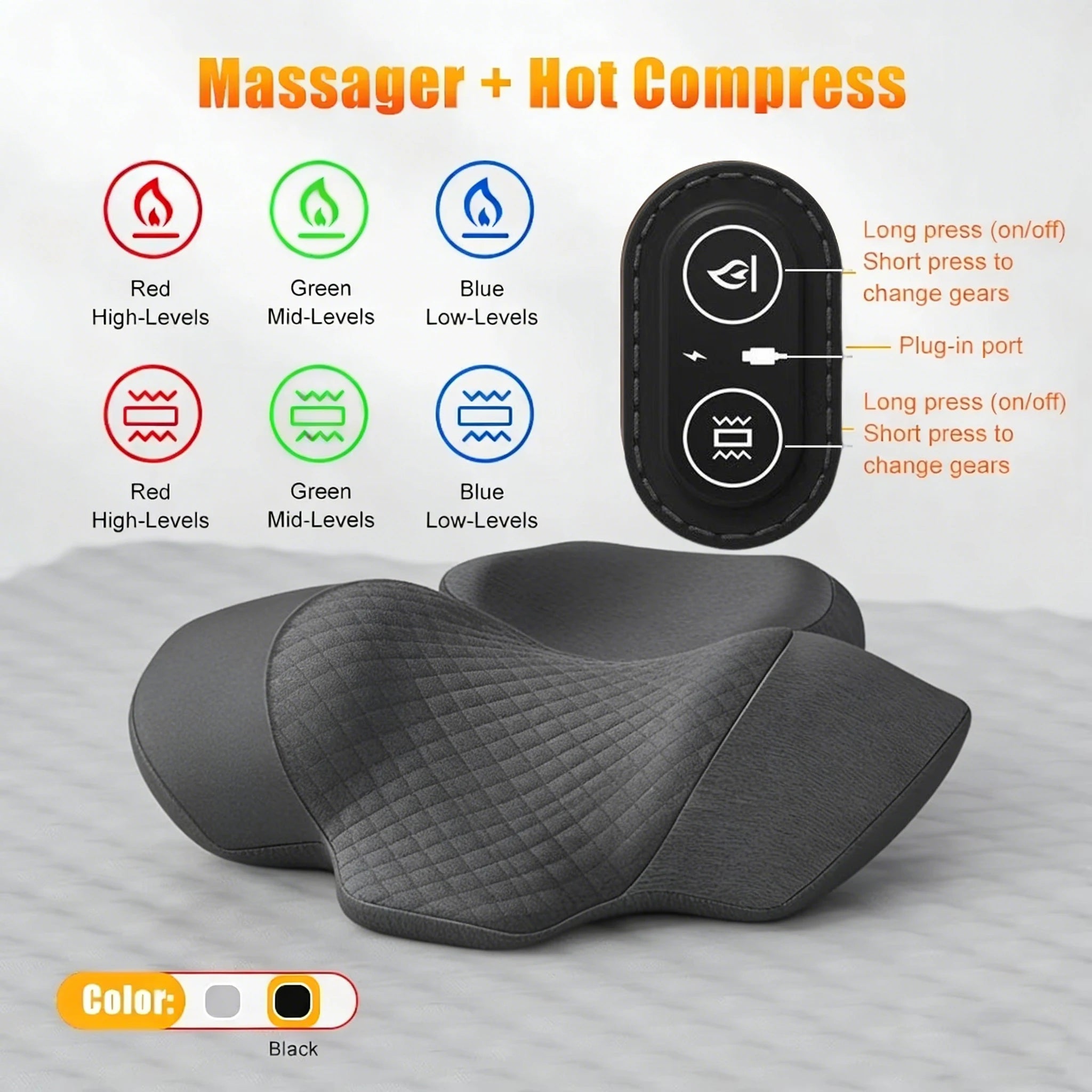 Electric Neck Massager Pillow — Cervical Heating Vibration Support for Pain Relief & Better Sleep