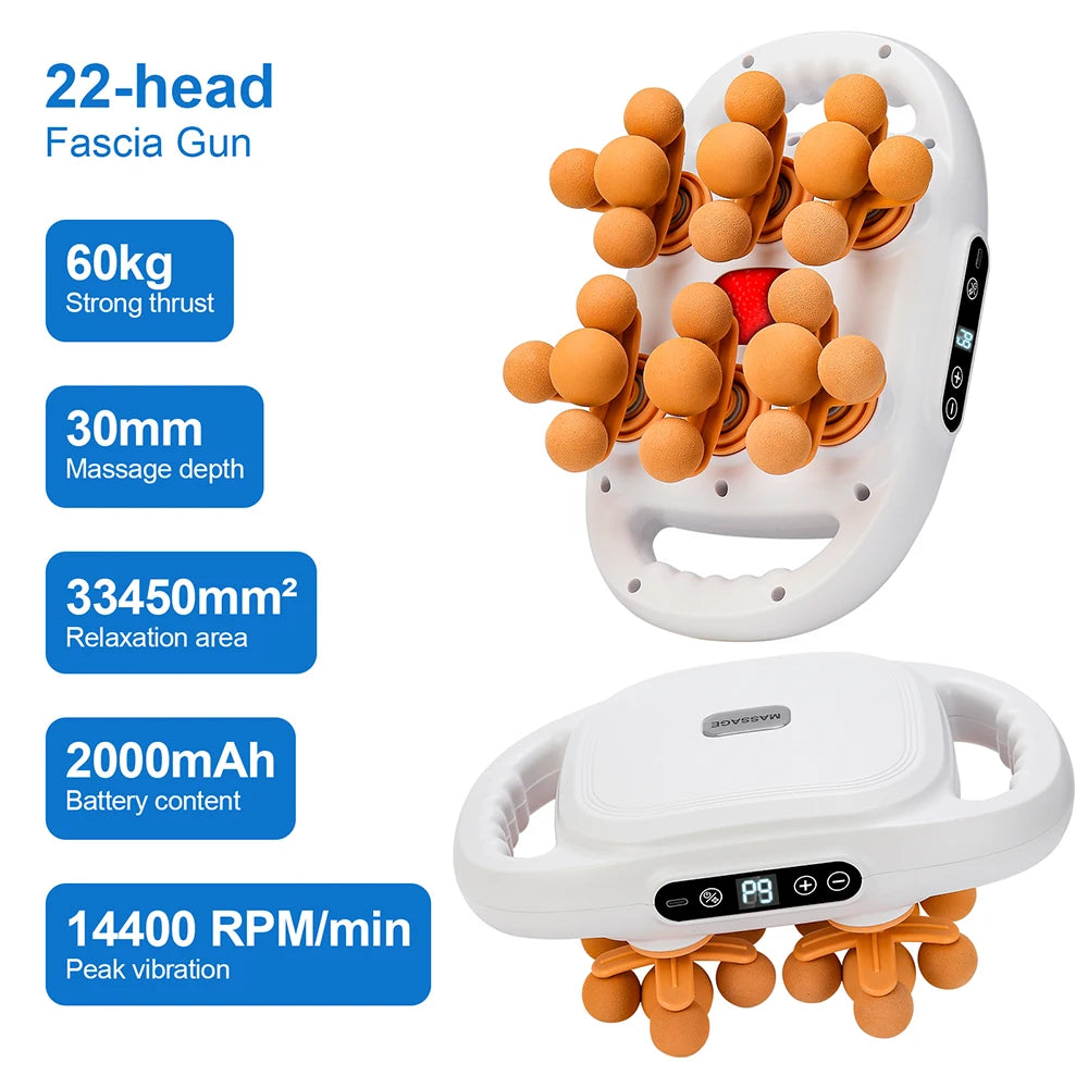 42-Head Fascia Gun — High-Frequency Vibration Massage Gun for Back, Waist, Neck & Shoulders