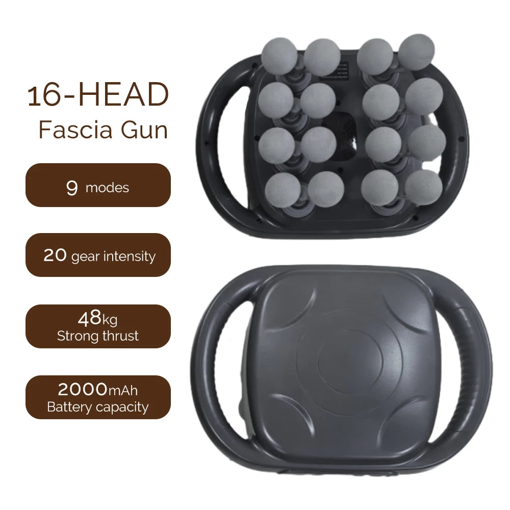 42-Head Fascia Gun — High-Frequency Vibration Massage Gun for Back, Waist, Neck & Shoulders