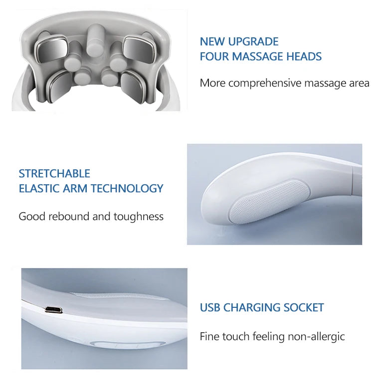 Smart Rechargeable Neck Massager with Red Light Therapy