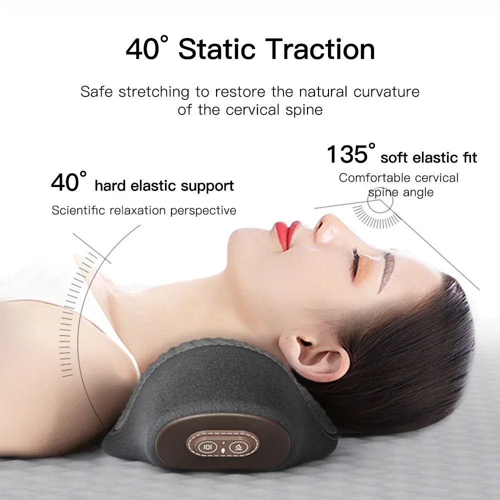 Electric Neck Massager Pillow — Cervical Heating Vibration Support for Pain Relief & Better Sleep