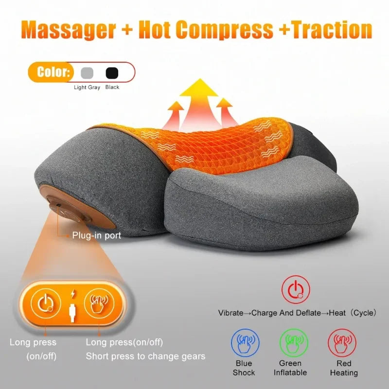 Electric Neck Massager Pillow — Cervical Heating Vibration Support for Pain Relief & Better Sleep